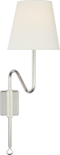 Griffin Articulating Sconce | Polished Nickel and Parchment Leather | Linen Shade