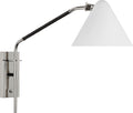 Laken Medium Articulating Wall Light | Polished Nickel and Black Rattan | White Shade