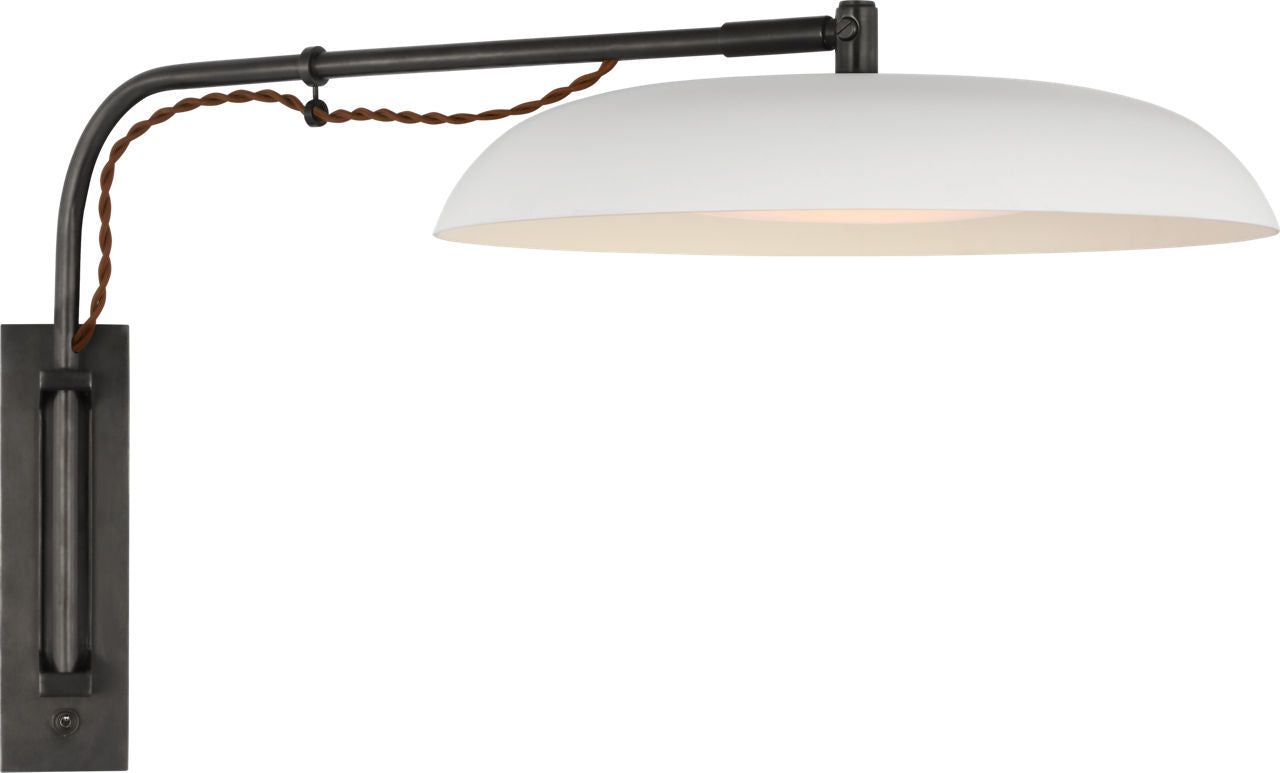 Cyrus Medium Articulating Wall Light | Bronze and White | White Glass