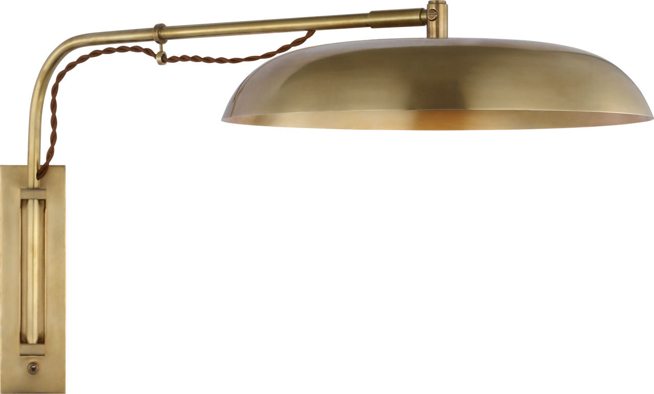 Cyrus Medium Articulating Wall Light | Hand-Rubbed Antique Brass | White Glass