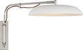 Cyrus Medium Articulating Wall Light | Polished Nickel and White | White Glass