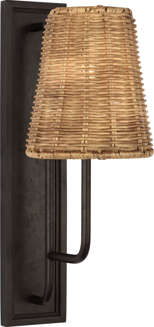 Rui Sconce | Aged Iron | Natural Wicker Shade