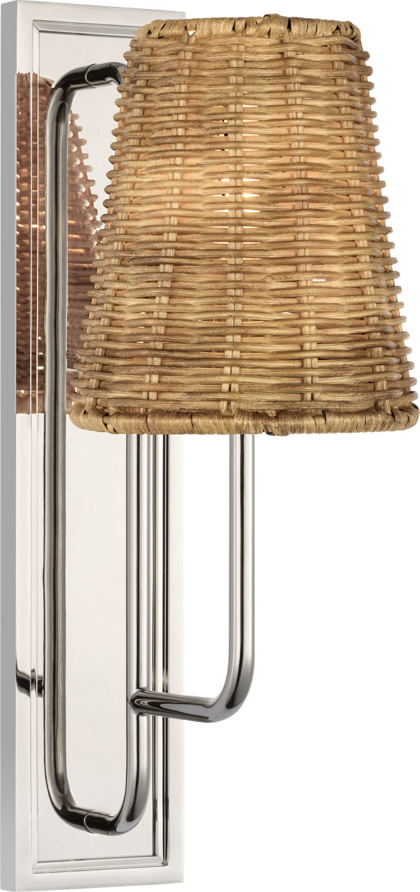Rui Sconce | Polished Nickel | Natural Wicker Shade