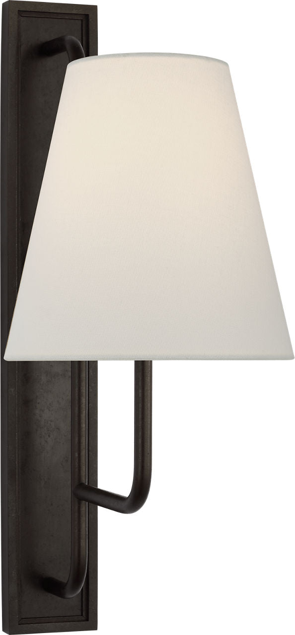 Rui Tall Sconce | Aged Iron | Linen Shade