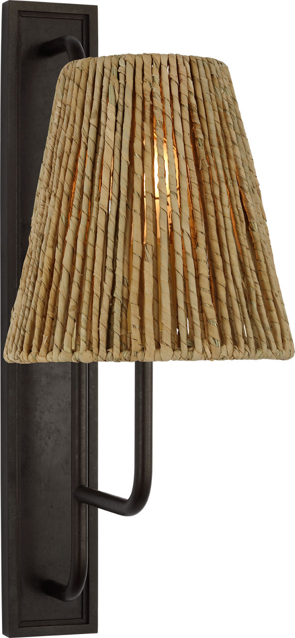 Rui Tall Sconce | Aged Iron | Natural Abaca Shade