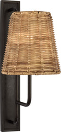 Rui Tall Sconce | Aged Iron | Natural Wicker Shade