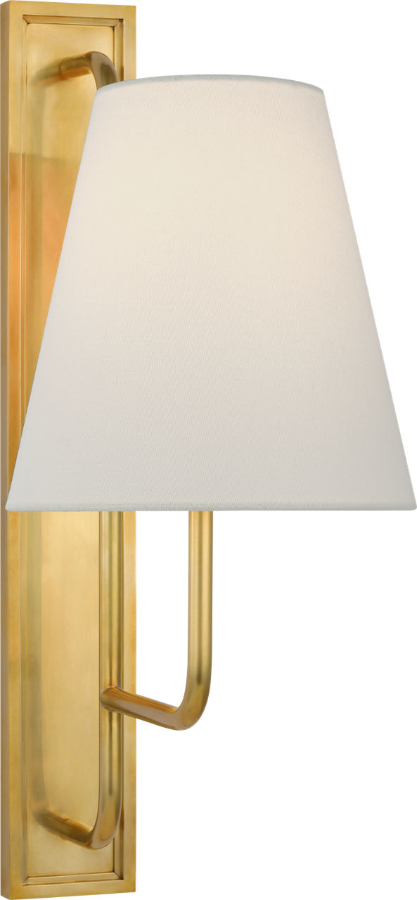 Rui Tall Sconce | Hand-Rubbed Antique Brass | Linen Shade