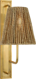 Rui Tall Sconce | Hand-Rubbed Antique Brass | Natural Abaca Shade
