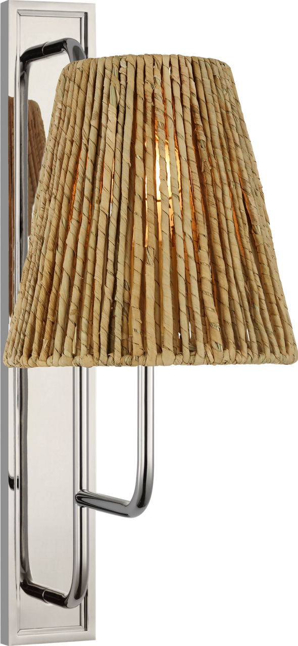 Rui Tall Sconce | Polished Nickel | Natural Abaca Shade