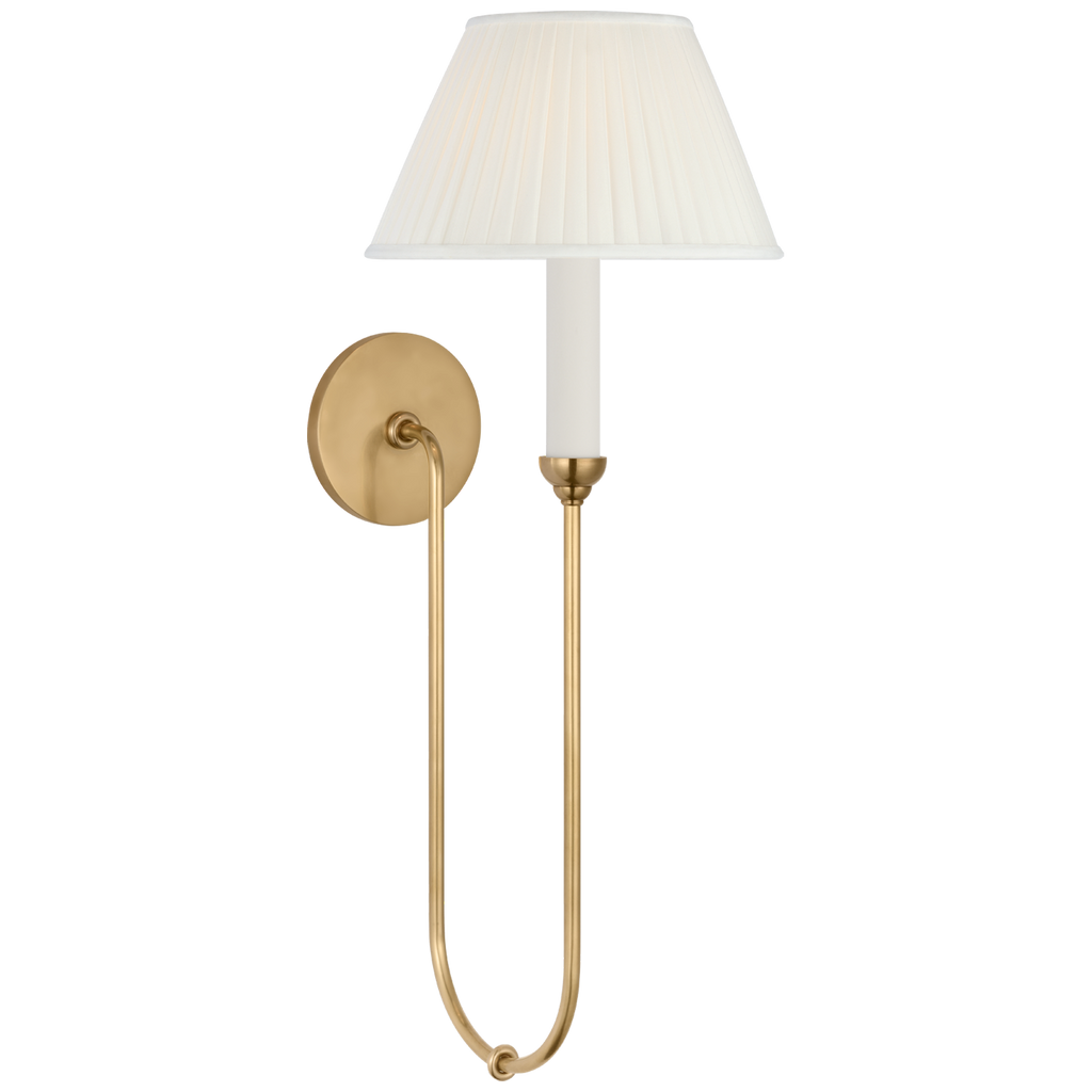 Ingela 24" Single Sconce | Hand-Rubbed Antique Brass | Silk Pleat Shade