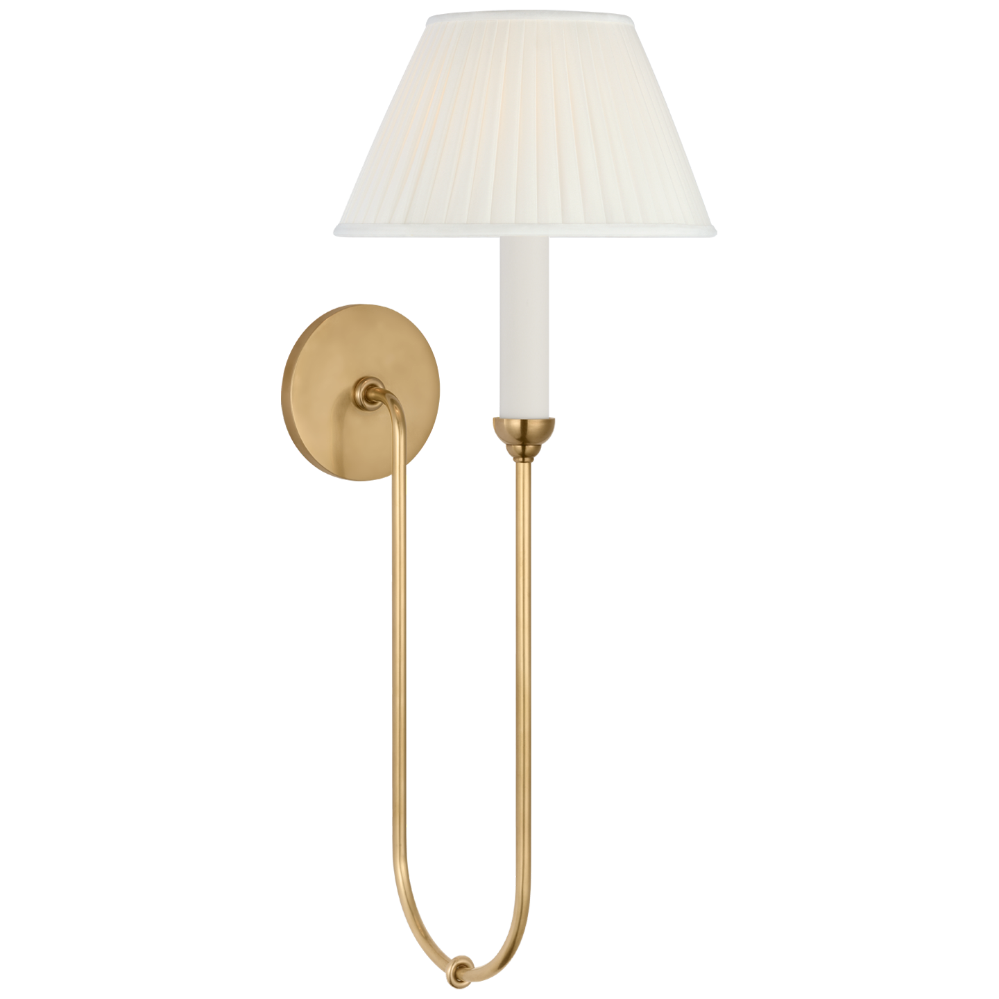 Ingela 24" Single Sconce | Hand-Rubbed Antique Brass | Silk Pleat Shade