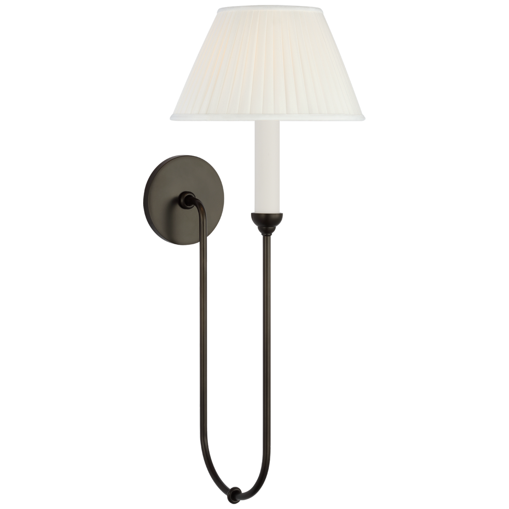 Ingela 24" Single Sconce | Modern Iron | Silk Pleat Shade
