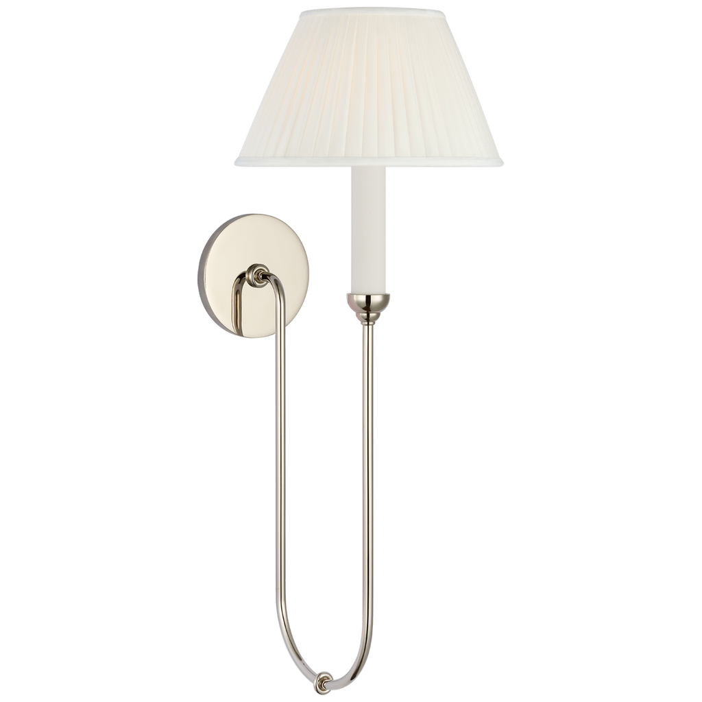 Ingela 24" Single Sconce | Polished Nickel | Silk Pleat Shade