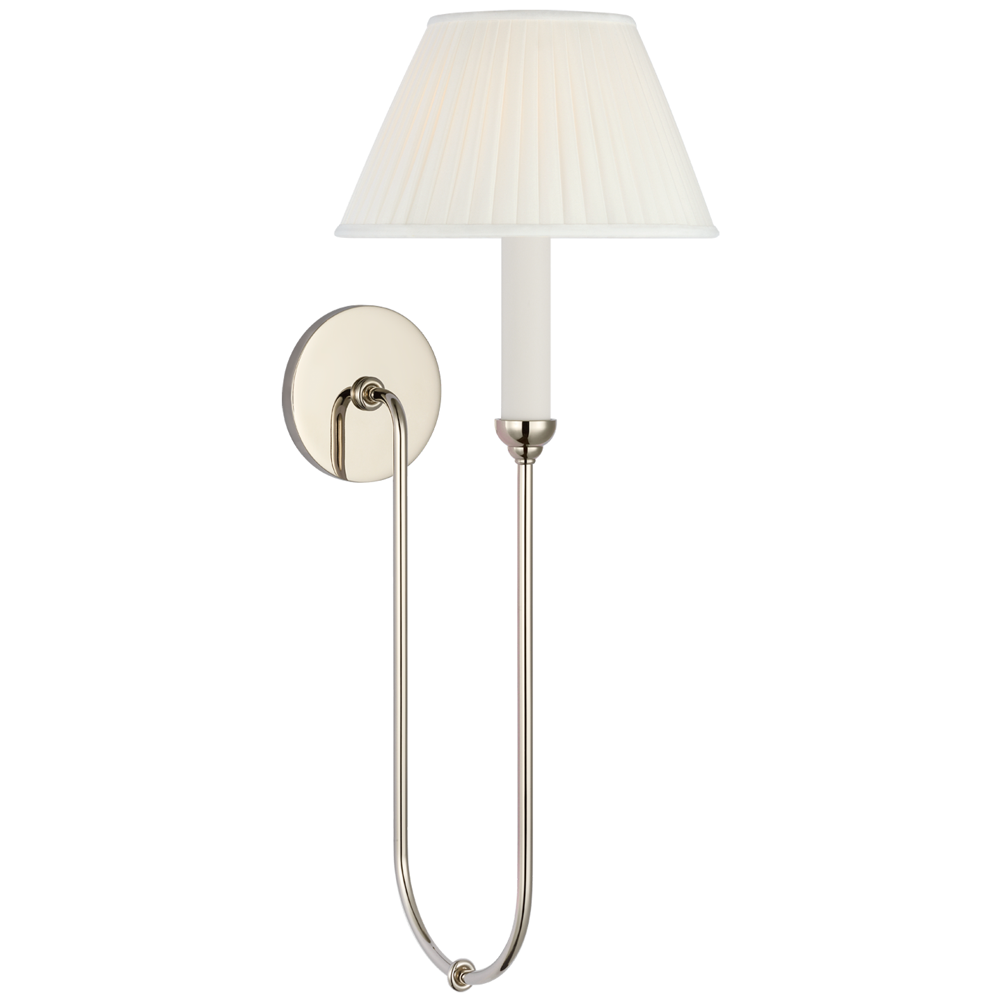 Ingela 24" Single Sconce | Polished Nickel | Silk Pleat Shade