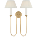 Ingela 24" Double Sconce | Hand-Rubbed Antique Brass | Silk Pleat Shades