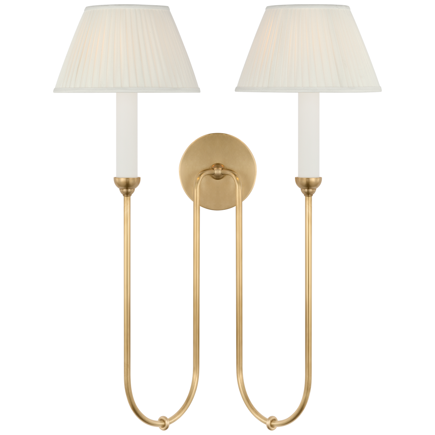 Ingela 24" Double Sconce | Hand-Rubbed Antique Brass | Silk Pleat Shades
