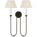 Ingela 24" Double Sconce | Modern Iron | Silk Pleat Shades