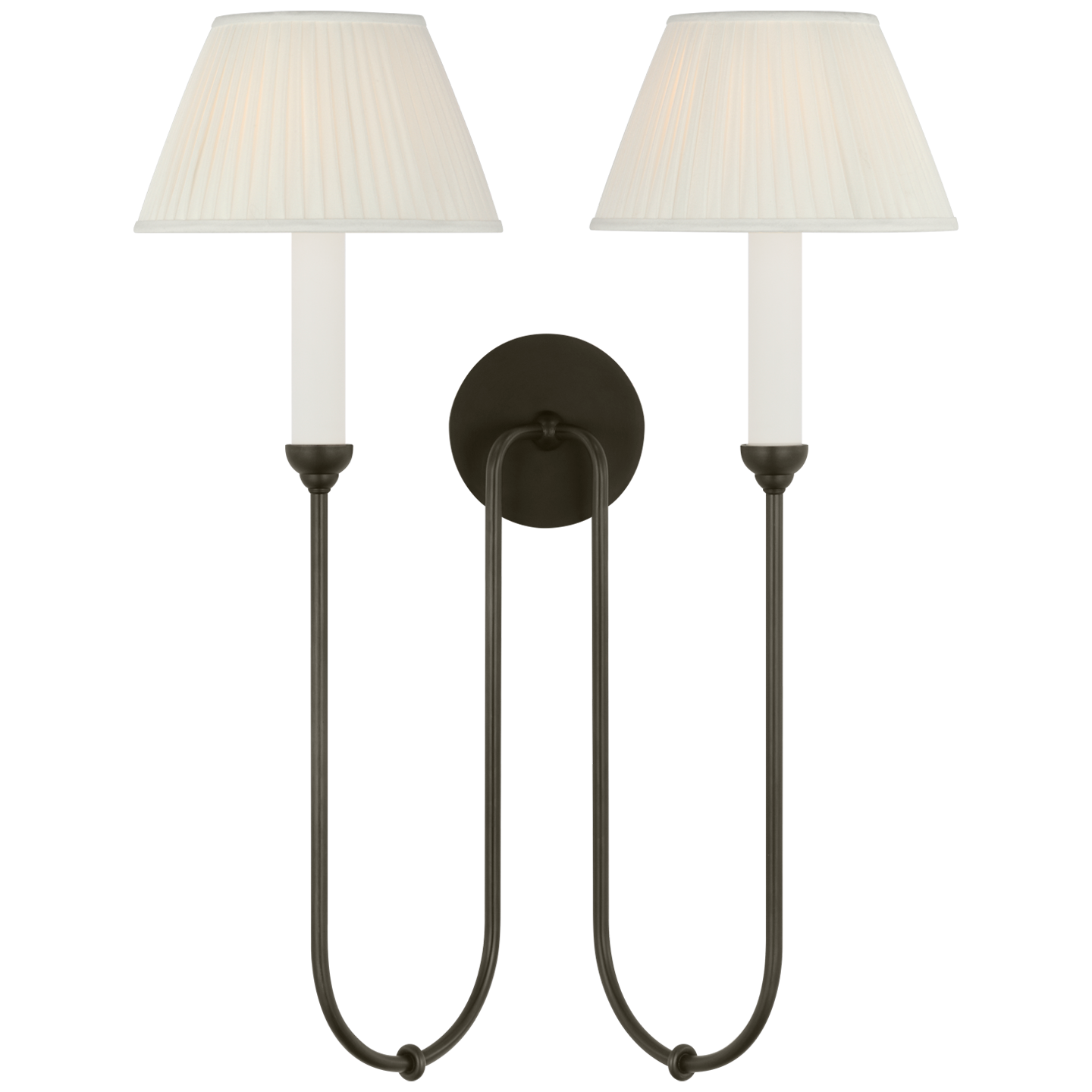 Ingela 24" Double Sconce | Modern Iron | Silk Pleat Shades