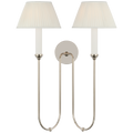 Ingela 24" Double Sconce | Polished Nickel | Silk Pleat Shades
