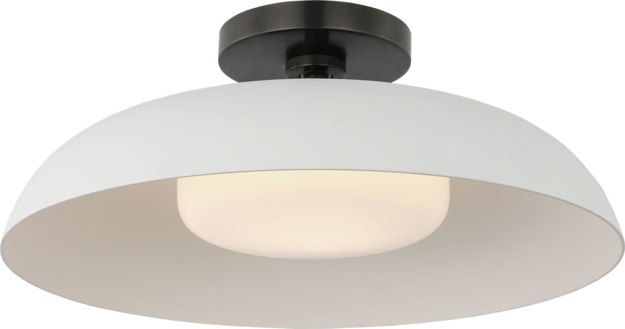 Cyrus 16" Flush Mount | Bronze and White | White Glass