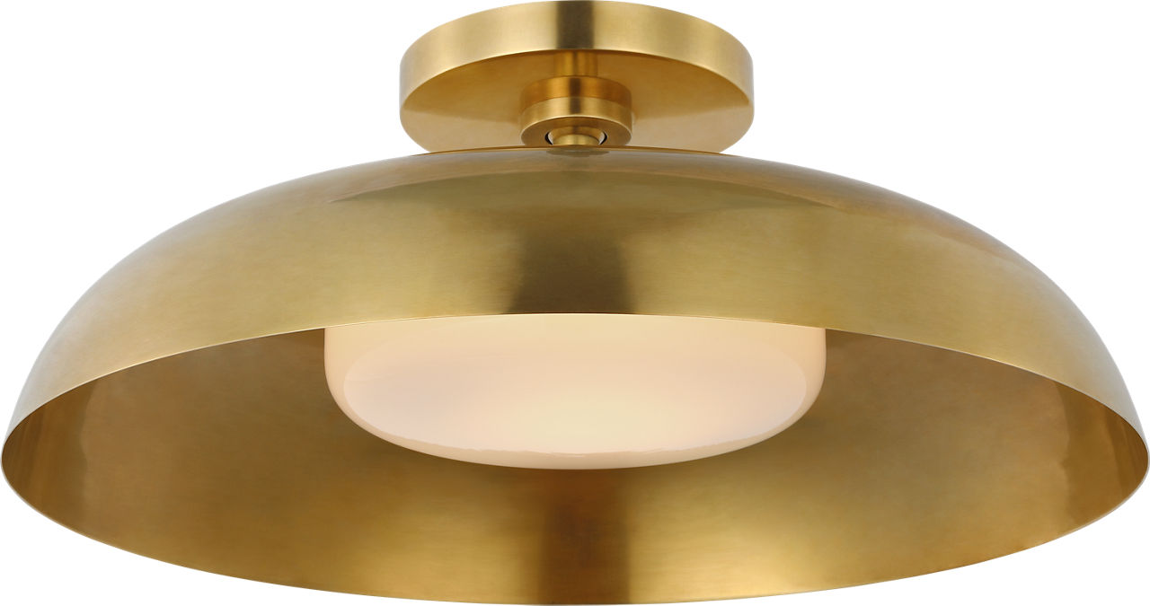 Cyrus 16" Flush Mount | Hand-Rubbed Antique Brass | White Glass