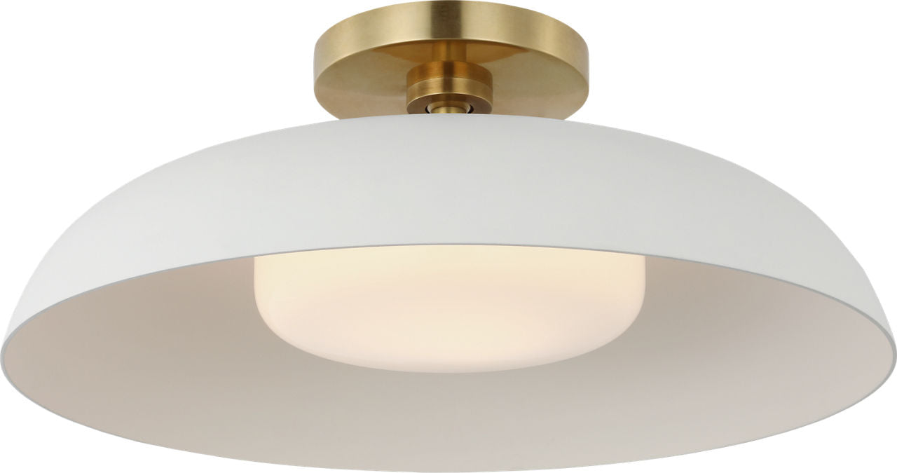 Cyrus 16" Flush Mount | Hand-Rubbed Antique Brass and White | White Glass