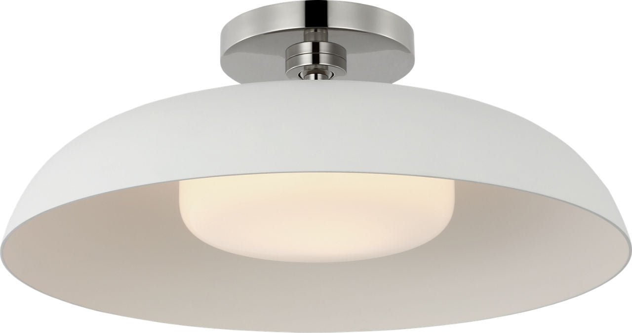 Cyrus 16" Flush Mount | Polished Nickel and White | White Glass