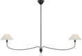 Griffin Grande Linear Chandelier | Bronze and Chocolate Leather | Linen Shades