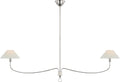 Griffin Grande Linear Chandelier | Polished Nickel and Parchment Leather | Linen Shades