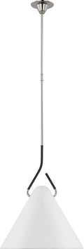 Laken 19" Pendant | Polished Nickel and Black Rattan | White Shade