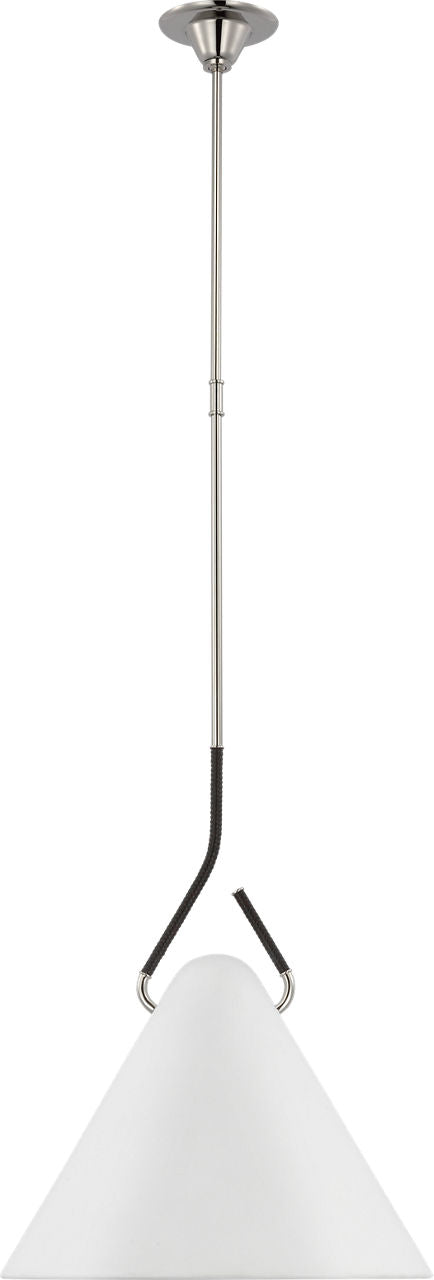 Laken 19" Pendant | Polished Nickel and Black Rattan | White Shade