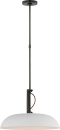 Cyrus 19" Pendant | Bronze and White | White Glass