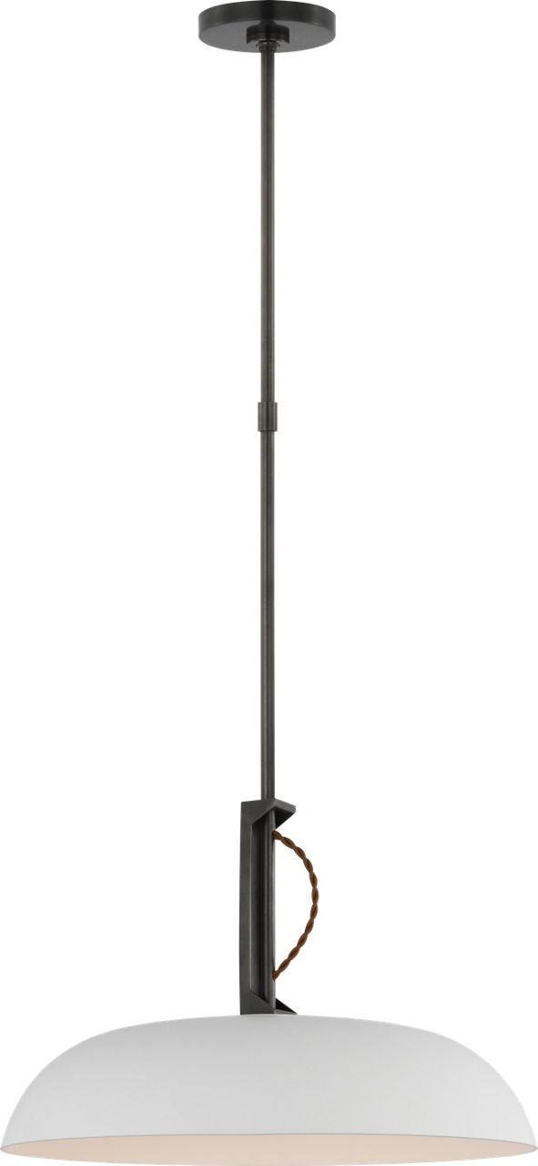 Cyrus 19" Pendant | Bronze and White | White Glass