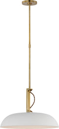 Cyrus 19" Pendant | Hand-Rubbed Antique Brass and White | White Glass