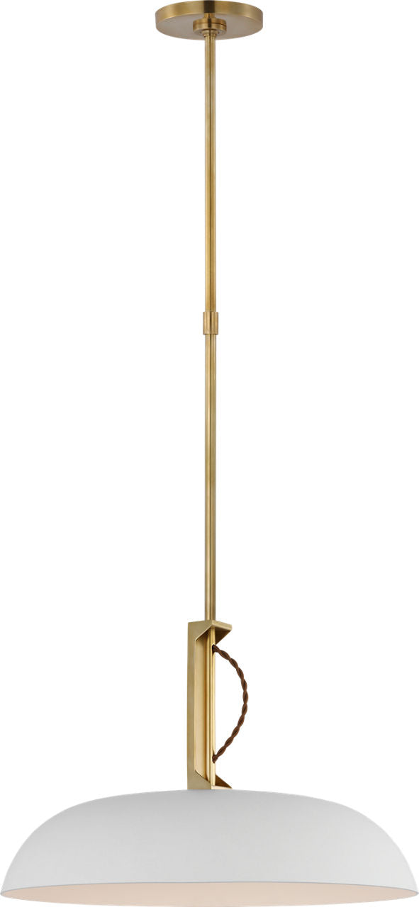 Cyrus 19" Pendant | Hand-Rubbed Antique Brass and White | White Glass