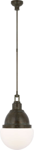 Bernard 14" Pendant | Bronze | Verdigris Highlights | White Glass