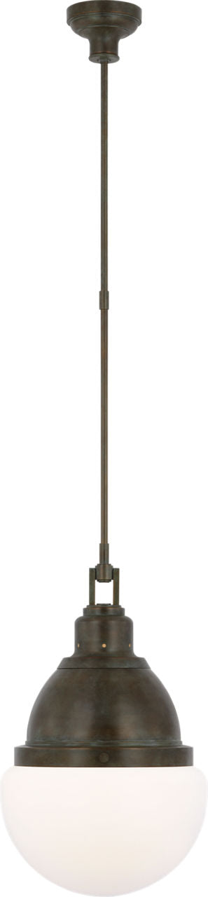 Bernard 14" Pendant | Bronze | Verdigris Highlights | White Glass