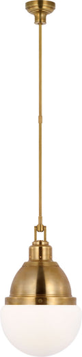 Bernard 14" Pendant | Hand-Rubbed Antique Brass | White Glass