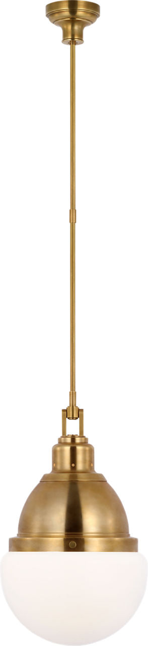 Bernard 14" Pendant | Hand-Rubbed Antique Brass | White Glass