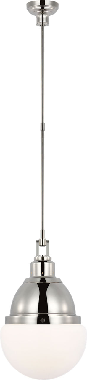 Bernard 14" Pendant | Polished Nickel | White Glass