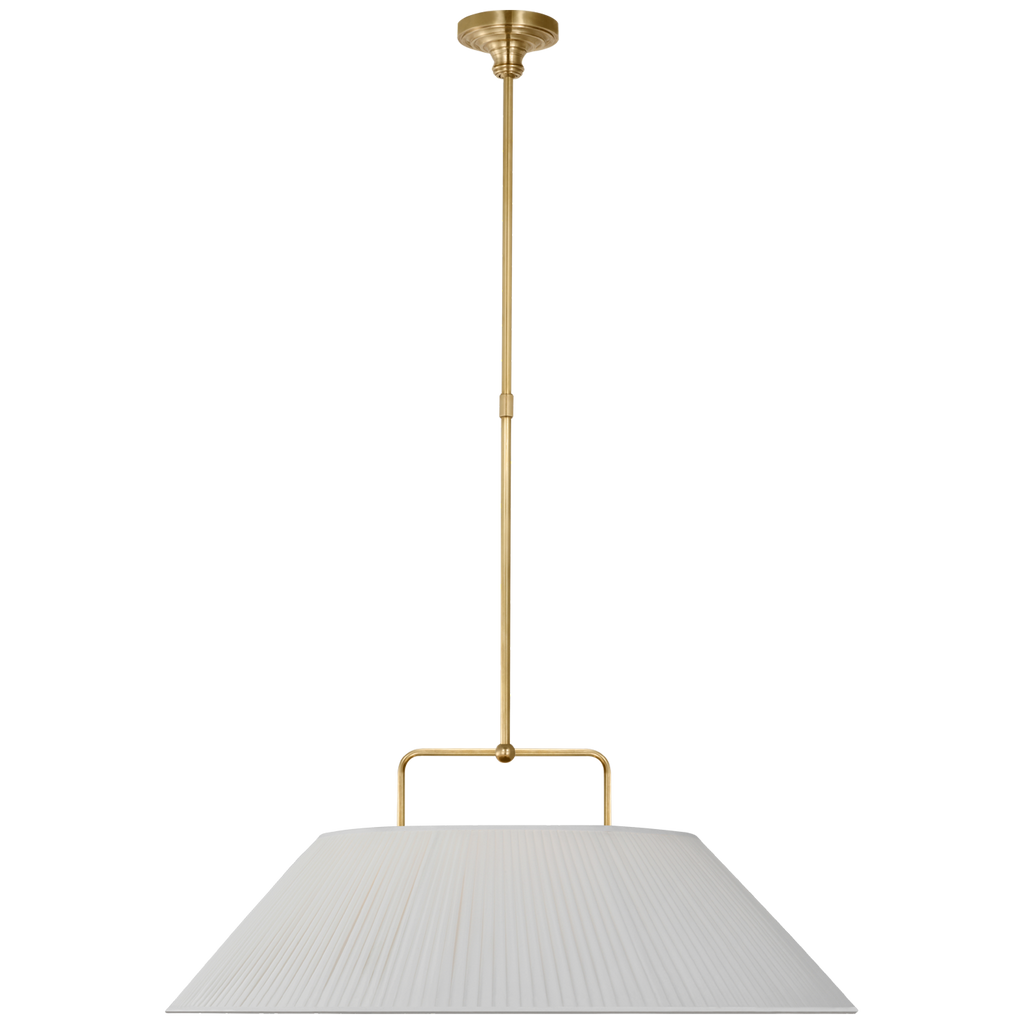 Serrato 33" Hanging Shade | Hand-Rubbed Antique Brass | Silk Pleat Shade