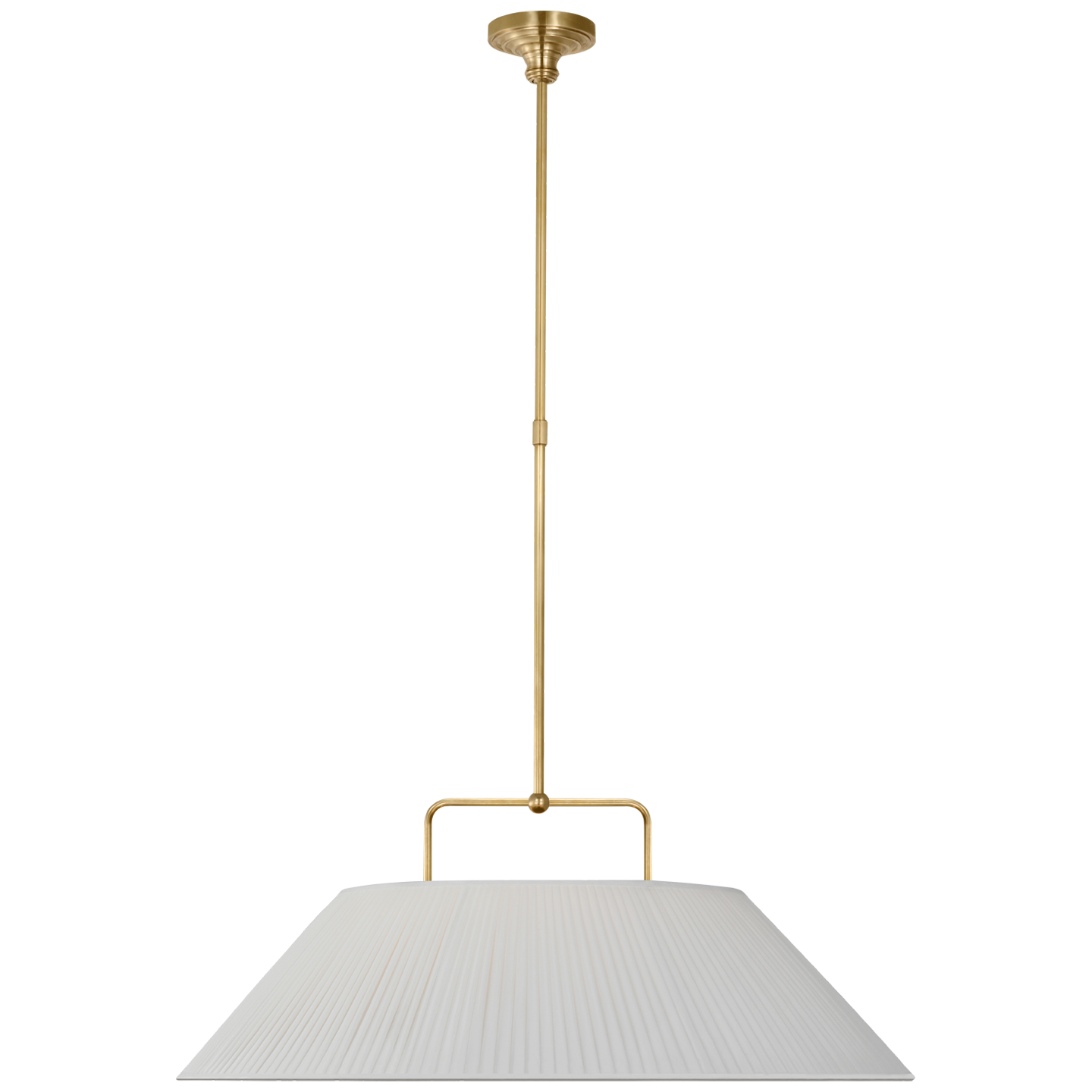 Serrato 33" Hanging Shade | Hand-Rubbed Antique Brass | Silk Pleat Shade