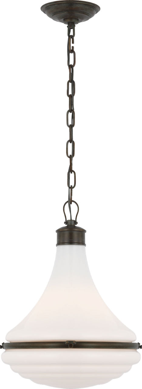 Wesley 15" Pendant | Bronze | Verdigris Highlights | White Glass