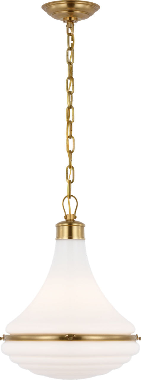 Wesley 15" Pendant | Hand-Rubbed Antique Brass | White Glass