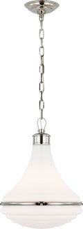 Wesley 15" Pendant | Polished Nickel | White Glass