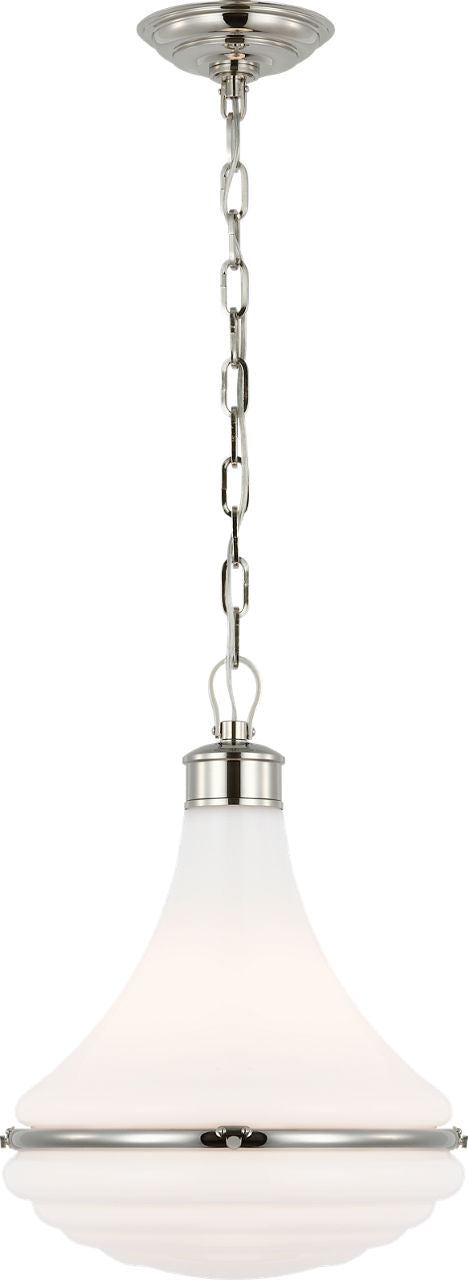 Wesley 15" Pendant | Polished Nickel | White Glass
