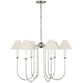 Ingela 36" Chandelier | Polished Nickel | Silk Pleat Shades