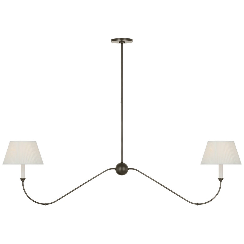 Ingela 65" Linear Chandelier | Modern Iron | Silk Pleat Shades