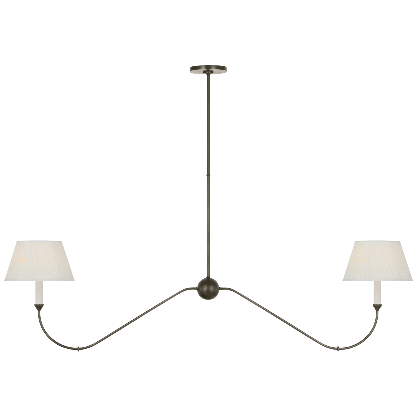 Ingela 65" Linear Chandelier | Modern Iron | Silk Pleat Shades