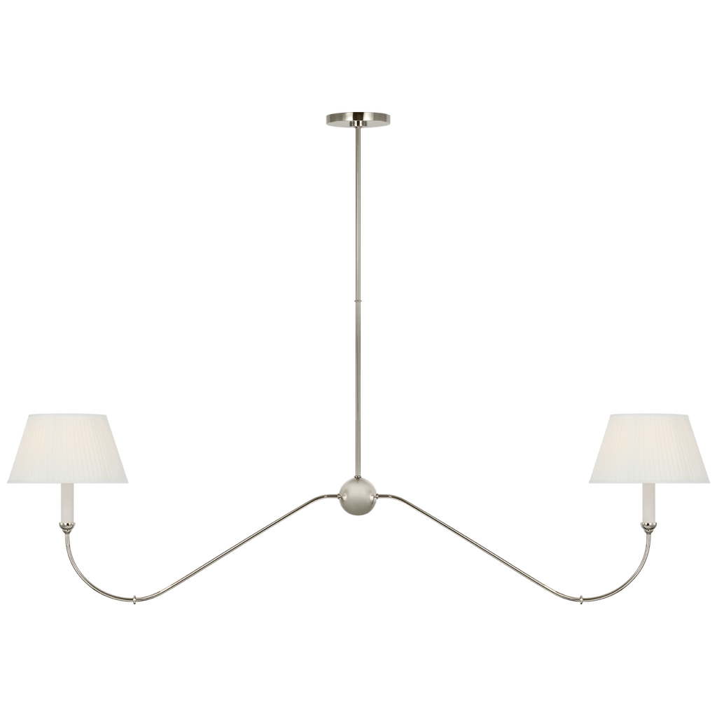 Ingela 65" Linear Chandelier | Polished Nickel | Silk Pleat Shades